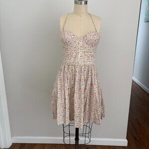 PINK Women's Corset floral dress Adjustable Removable Straps Size Small